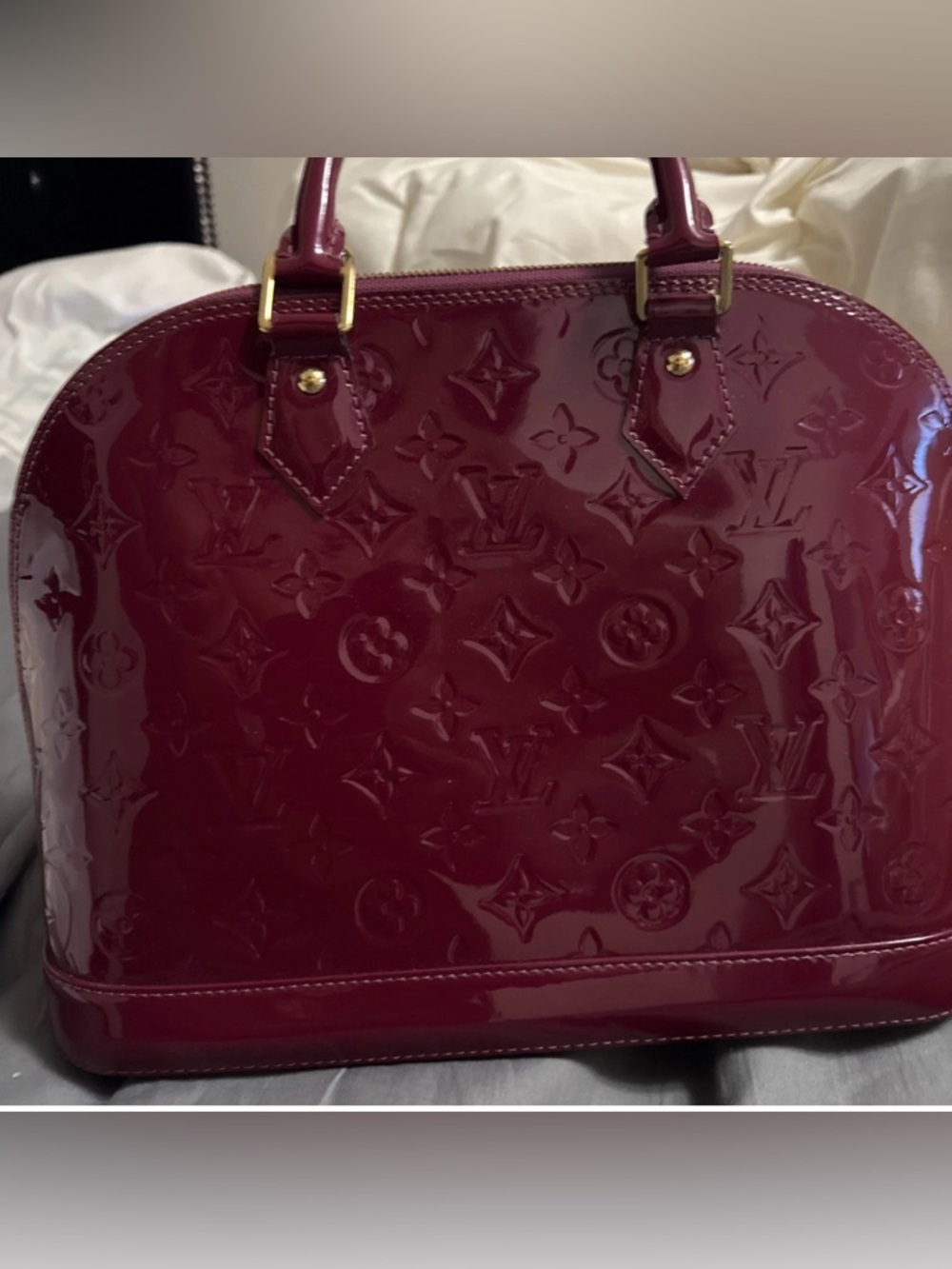 Patent  Dome Satchel in Deep Burgundy